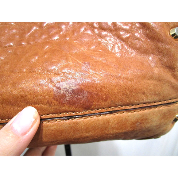 Michael Kors Large Brown Studded Leather Dome Satchel Handbag - Picture 10 of 13